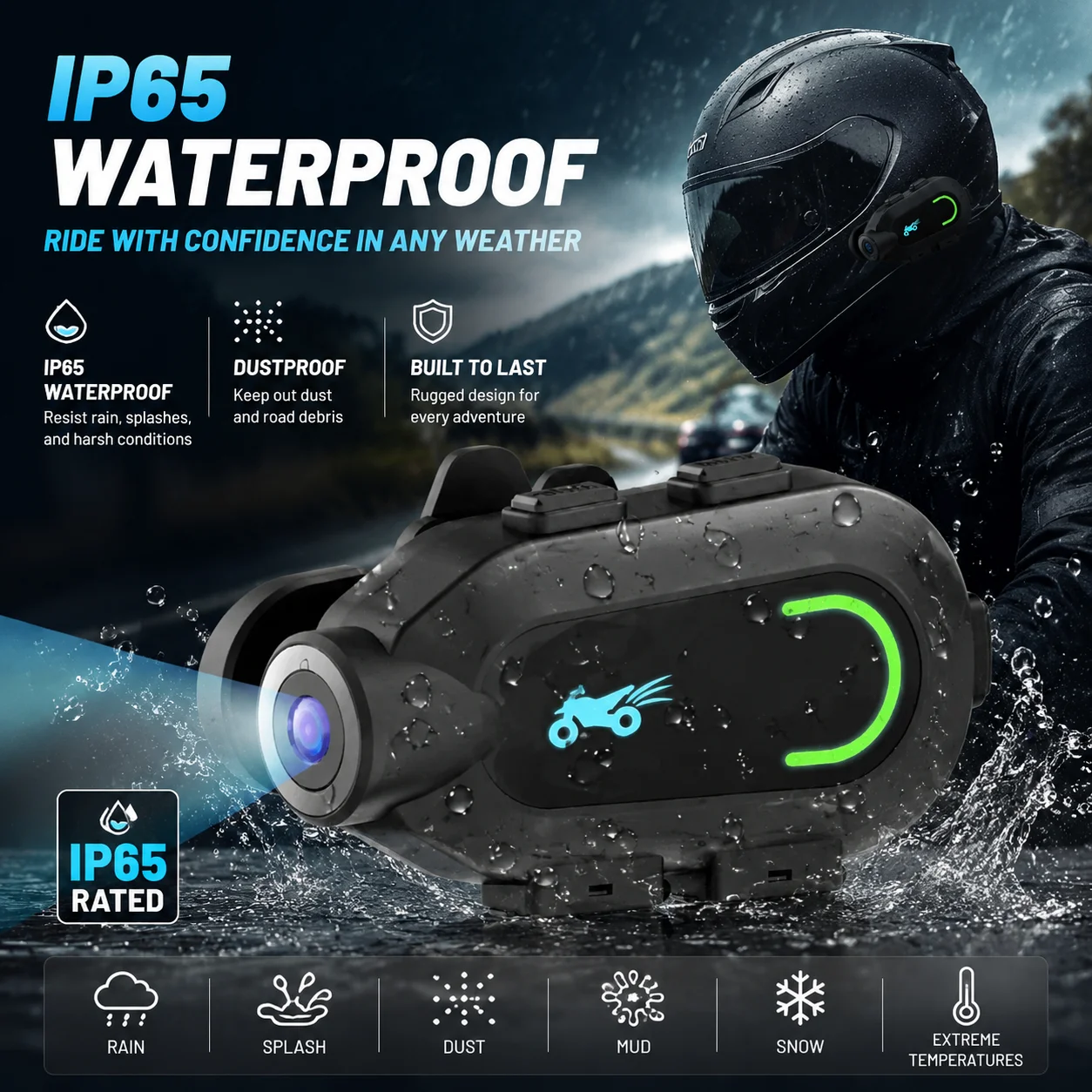 Motorcycle Helmet 2K Video Recorder DVR Motorcycle Dashcam, App View Download view 6