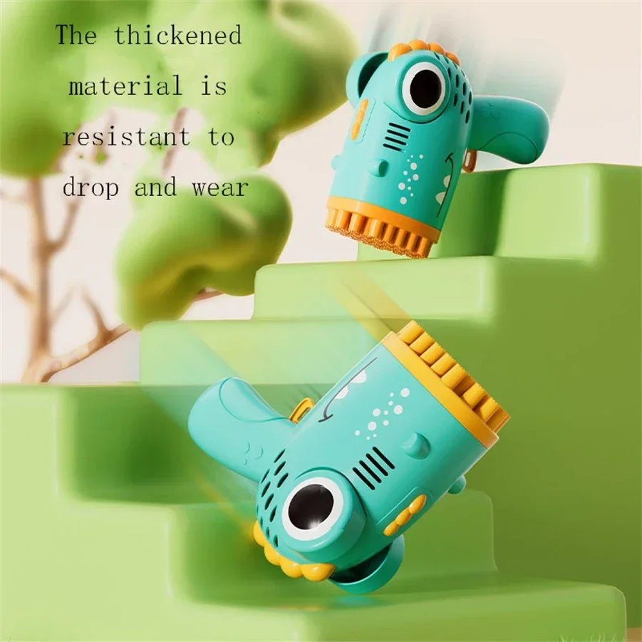 Pistola de burbujas de dinosaurio para niños, máquina de burbujas totalmente automática de mano sin batería, 40 agujeros