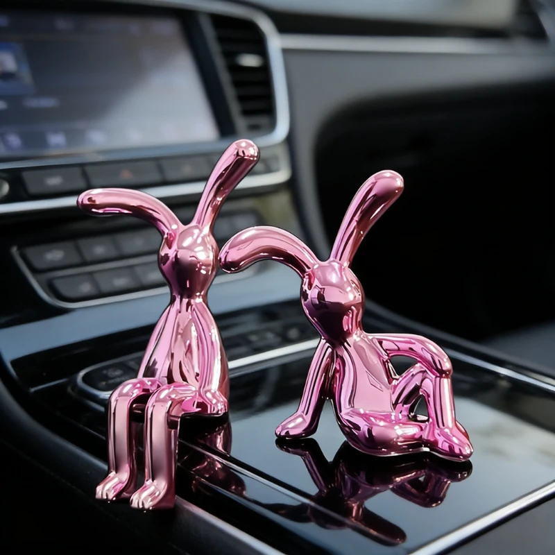 Cartoon Animal Rabbit Car Interior Center Console Decoration Personality Dining Table Desk Creative Props Accessories