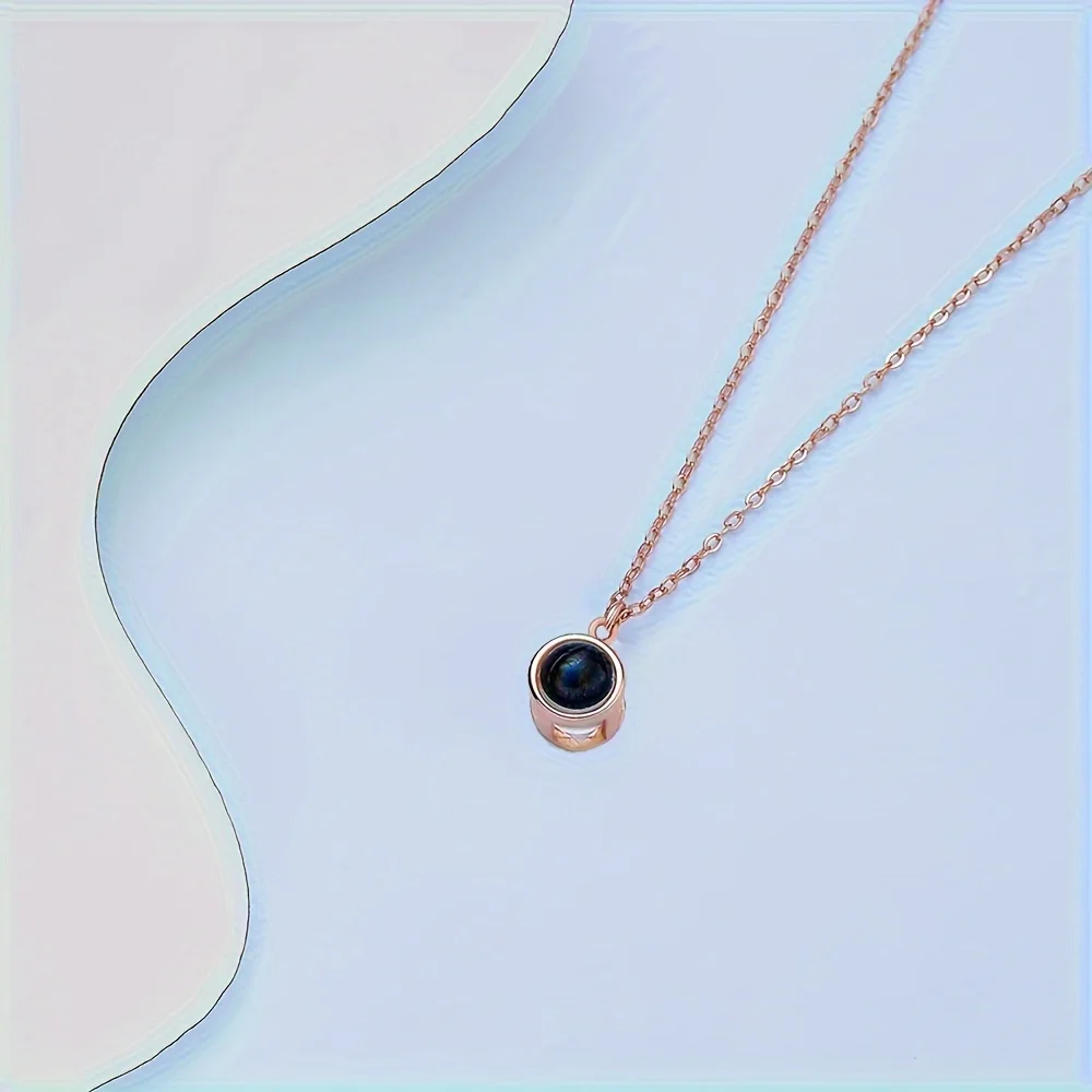 Custom Color Photo Projection Necklace Simple Copper Pendant Titanium Steel Chain Girlfriend Mom Friends Festival Romantic Gifts