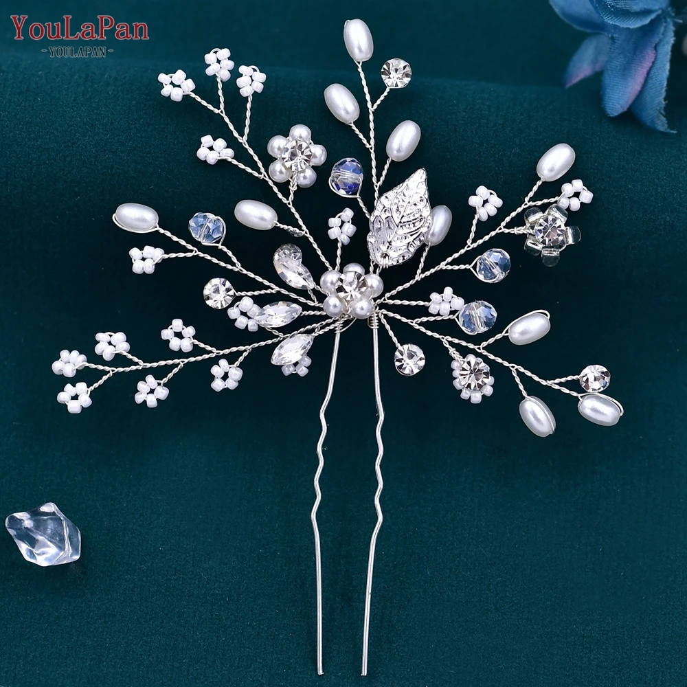 YouLaPan Beaded Bridal Hair Pin Woman Hair Clips Girls Hairpin for Party Wedding Hair Accessories Bridesmaid Hair Ornament HP103