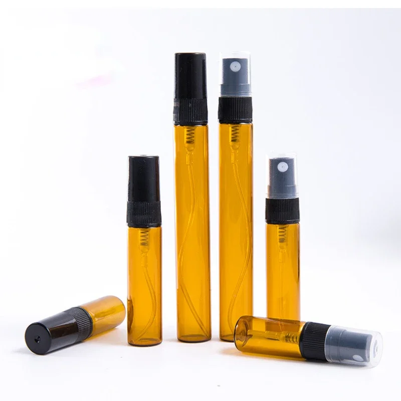 5 szt. 2ML 2.5ML 3ML 5ML 10ML przezroczystego butelka z rozpylaczem do wielokrotnego napełniania rozpylacza perfum drobno tkana pusty szklany mgły