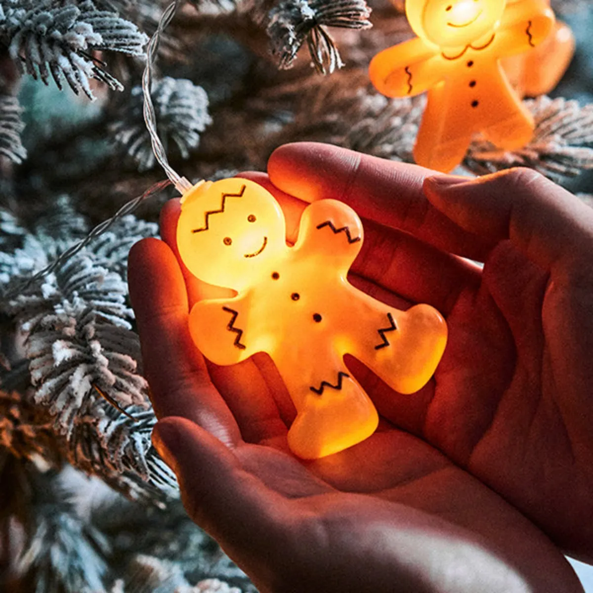 1pc 10/20 LED Ginger Bread Christmas LED String Lights Battery Powered Cute Men Women Ginger Bread Fairy Lamp For Bedroom Decor