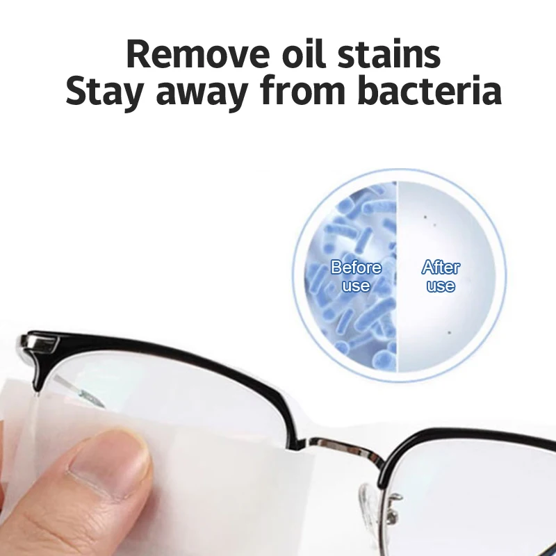 100Pcs High Quality Disposable Glasses Cleaning Cloth Glasses Anti-Fog Wipes Phone Screen Cleaning Wipes Remove Dust Tools