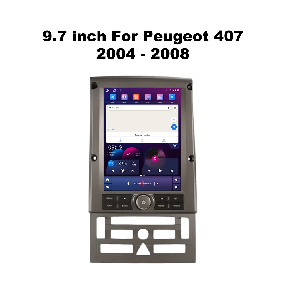 Android 14 Radio de coche de 9,7 pulgadas para Peugeot 407 2004 - 2008 Android Multimedia BT unidad principal reproductor GPS Carplay Auto WIFI 4G