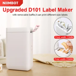 Niimbot-Impresora térmica de etiquetas D101, dispositivo inalámbrico de bolsillo, fabricante de código de barras, sin tinta, 10-25mm de ancho, para oficina y hogar