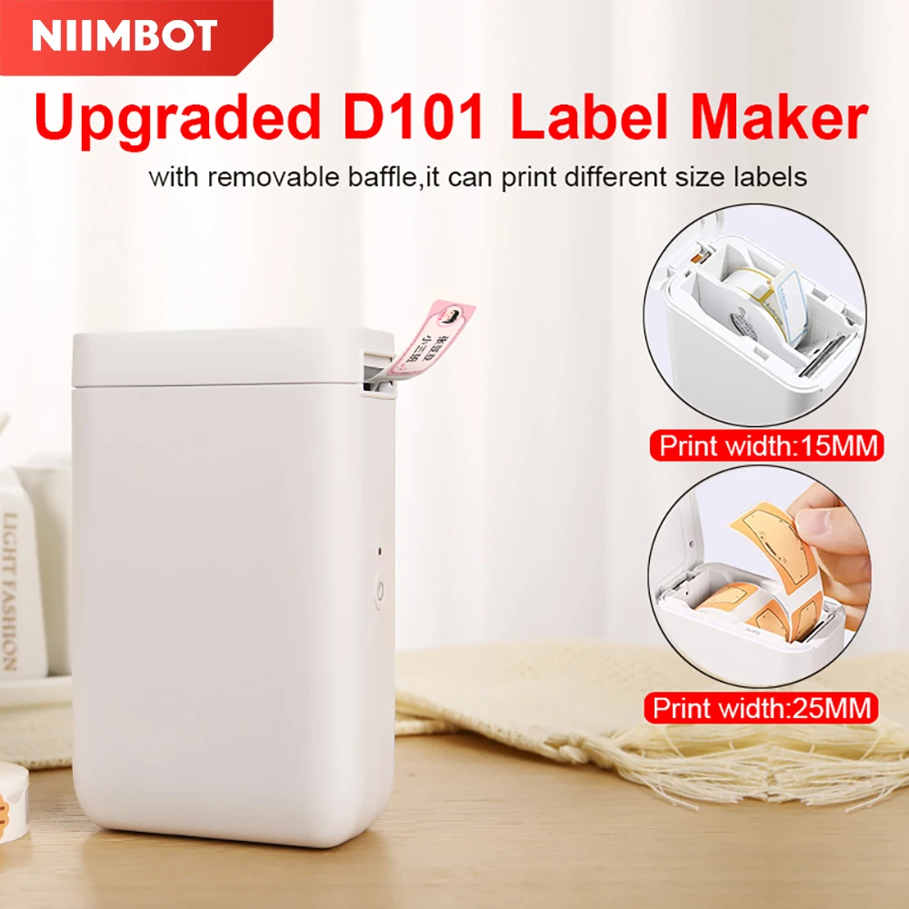 Niimbot D101 termiczna drukarka etykiet bezprzewodowa kieszonkowa drukarka kodów kreskowych bez atramentu 10-25mm szerokość mobilna drukarka naklejek do domu biurowego