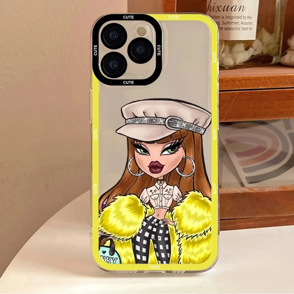 Bratz دمية جراب هاتف آيفون 11 12 13 14 15 16 برو ماكس 7 8 زائد ميني X XR XS SE ياسمين كلوي اليشم ساشا كاميرون بولي TPU Funda