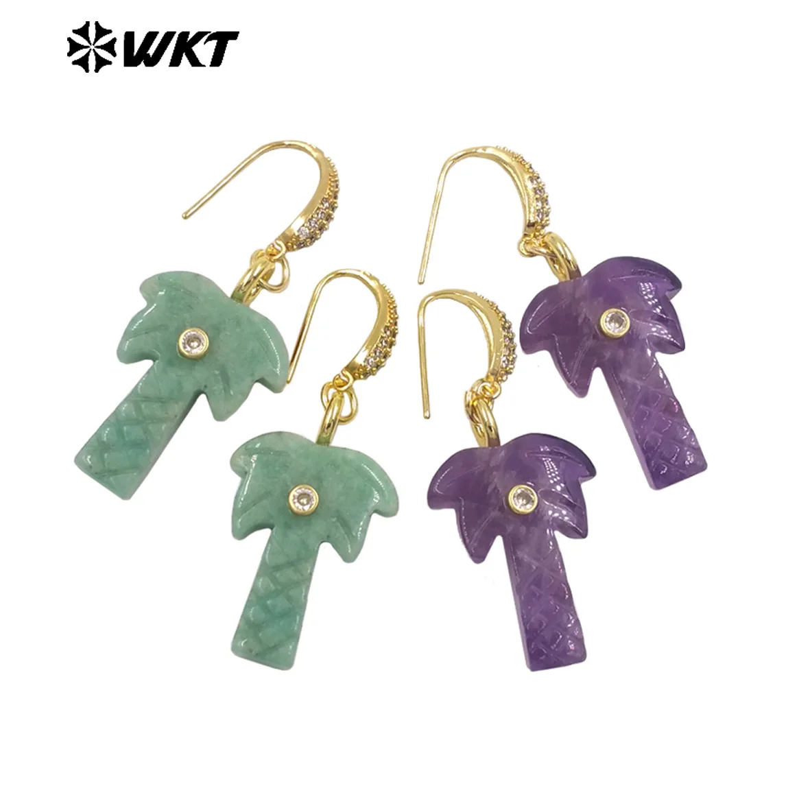 

WT-E814 Colored Irregular Shape Gemstone Niche Design Earring With 18k Real Gold Plated For Women ACC