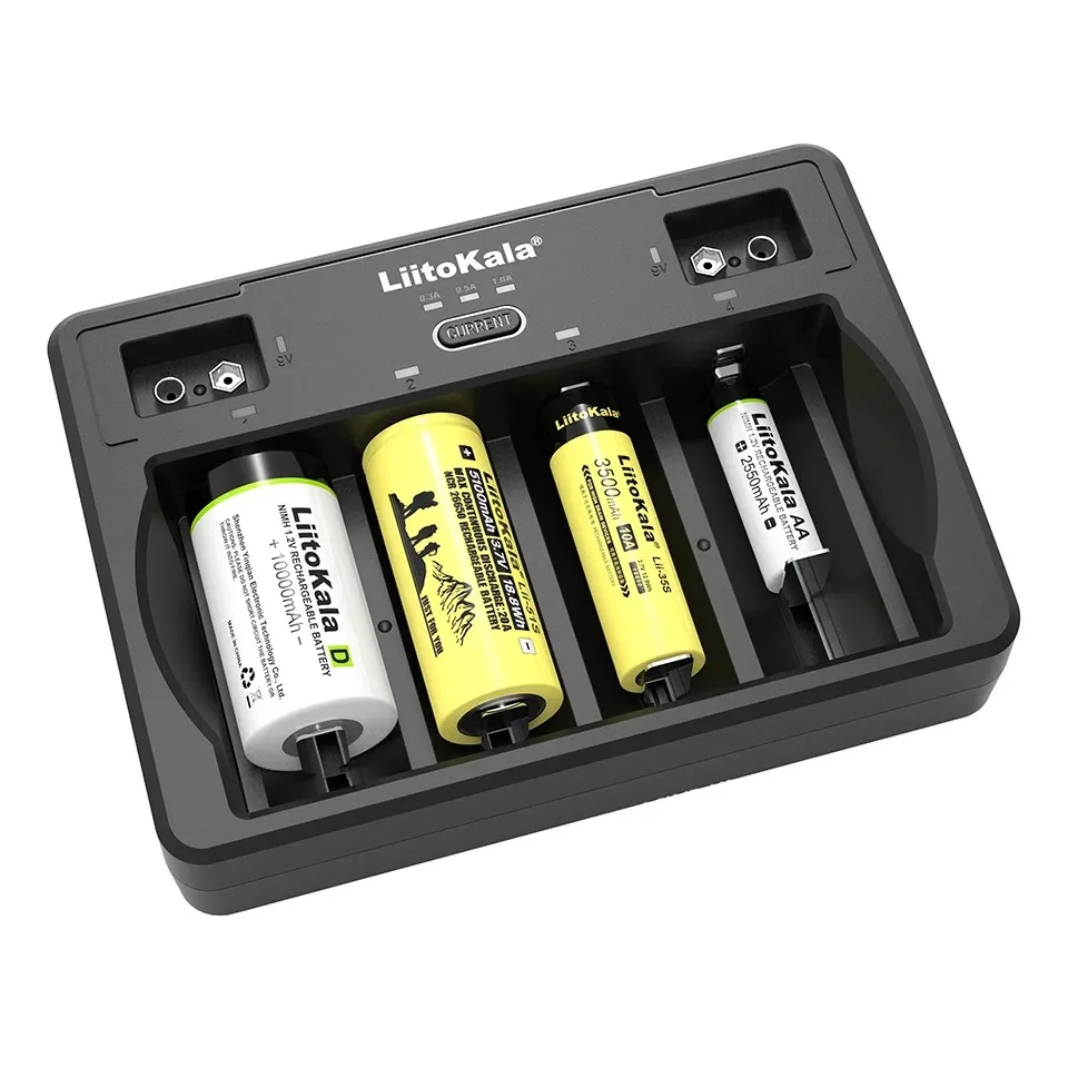 LiitoKala Lii-D4 9V 26650 18650 21700 18500 26700 16340 22650 AA AAA C SC D 3.7V 1.2V Lithium NiMH Smart Battery Charger