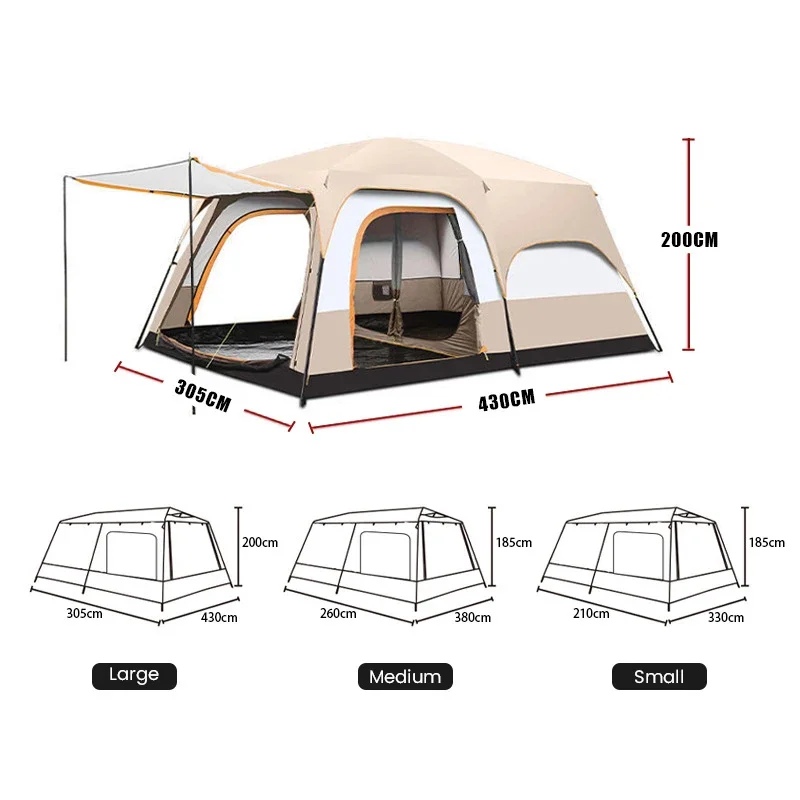 YOUSKY Camping Tent Big Space Outdoor Camping Tents 5-8 Person Double Layer 2 Rooms 1 Living Room Luxury Waterproof Camping Tent