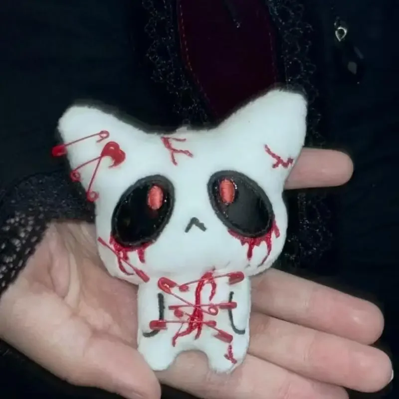 1/2Pcs Halloween Horror Plush Keychain Creepy Bloody Monster Doll Pendant Gothic Scary Backpack Accessory Couple Gift