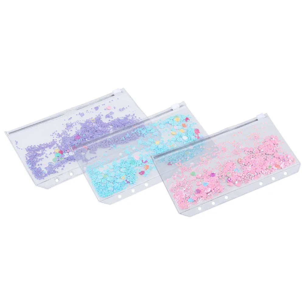 

3pcs Pvc Zipper Pouch Extra Thick Storage Bag For Documents Tickets Business Cards Loose-Leaf Book Organizer Binder Pockets Zip