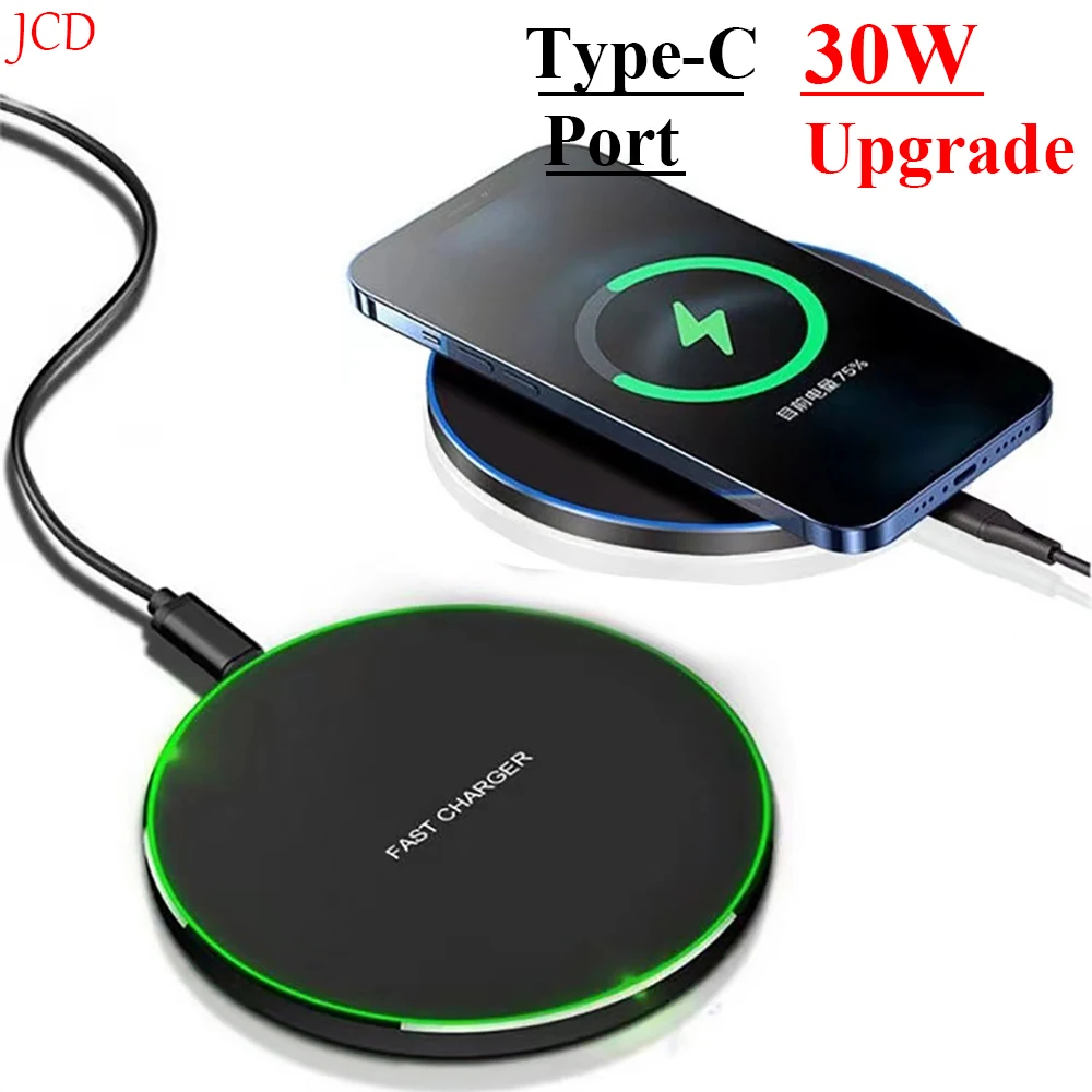 30W Wireless Charger Pad Stand for iPhone 16 15 14 13 12 11X8 Samsung Xiaomi Phone Chargers Induction Fast Charging Dock Station