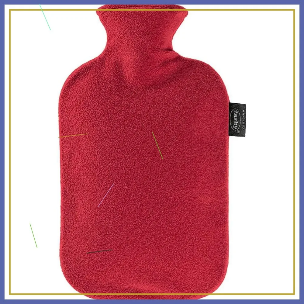 

German-Made Hot Water Bottle with Soft Fleece Cover in Cranberry Color, Ideal for Warmth and Comfort