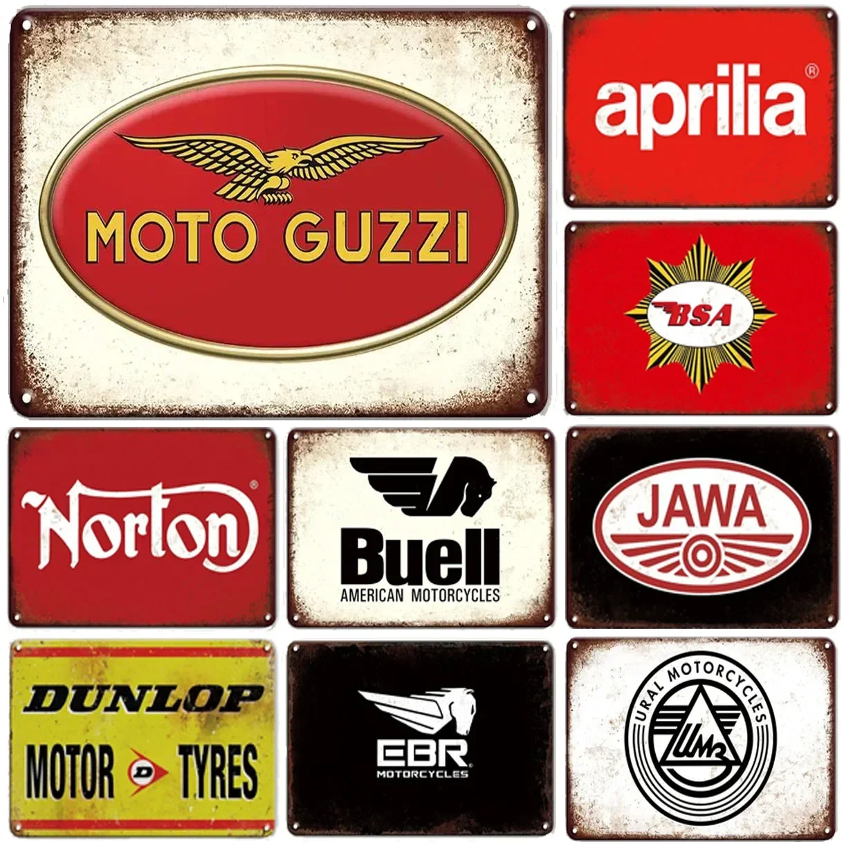 Moto Tyres Metal Tin Signs Buell Wall Decoration Plaque Vintage Art Poster Iron Painting for Man Cave Home Cafe Garden Club Bar