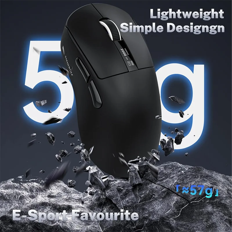 SMAILWOLF M6 Bezprzewodowa mysz do gier Mysz Bluetooth PAW3311 Trójtrybowe połączenie Mysz e-sportowa z magnetyczną stacją ładującą RGB