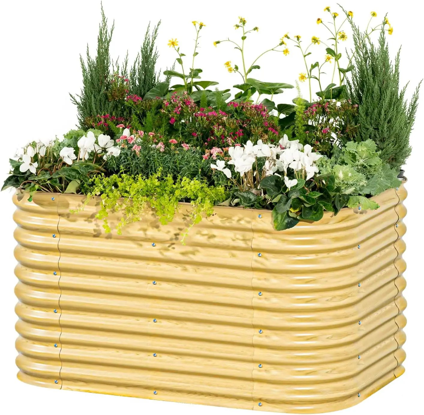 

32" Extra Tall Raised Garden Bed Kits, 6 in 1 Modular Raised Planter Box for Vegetables Flowers Fruits Oval Metal Raised Garden,