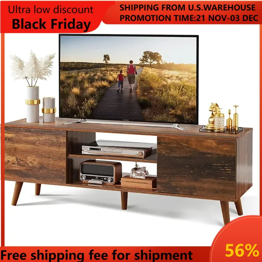 

TV Stand for 55 60 inch TV, Mid Century Modern TV Console, Entertainment Center with Storage for Living Room