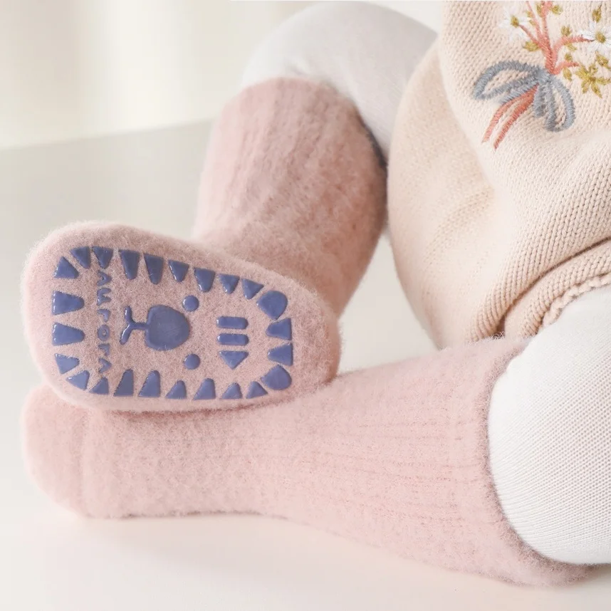 

Kids Socks For Girls Boys Winter Warm Thick Children's Indoor Non-slip Sock Solid Fashion Outdoors Toddler Baby Socks Anti Slip