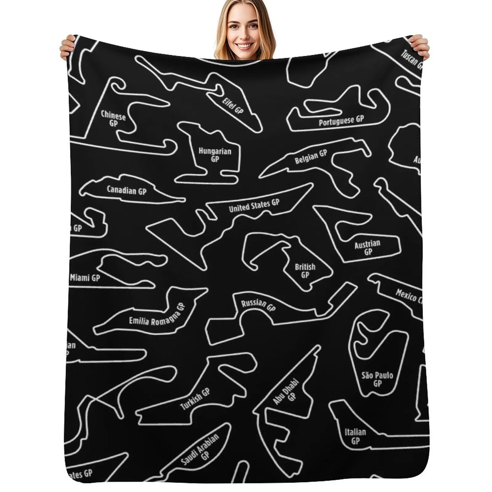 

2022 Race tracks pattern Throw Blanket Outdoor Soft Blanket for Picnic Beach Camping