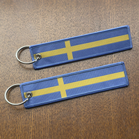 1Pc/2Pcs/3Pcs Set Sale Swedish Flag Pattern Both Sides Embroidery Funny Tag Keychain Motorcycle Key For Men Women