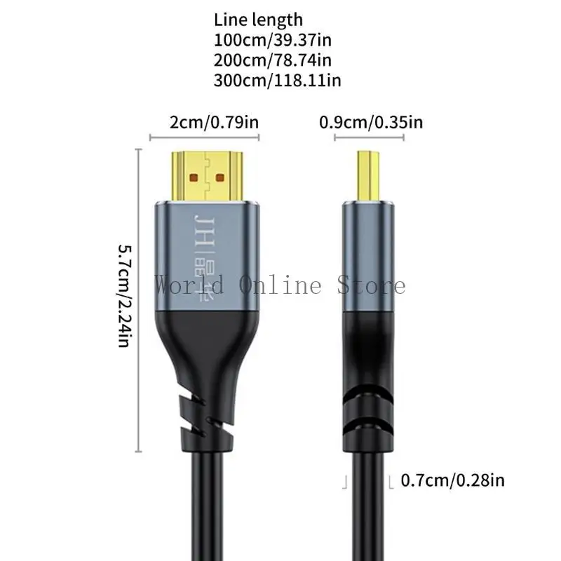 HDTV 2.1 Cable 8K@60Hz 2K@144Hz ذكر إلى ذكر عرض الفيديو الكابل لـ HDTV المحمول أجهزة الكمبيوتر الكمبيوتر 87HC
