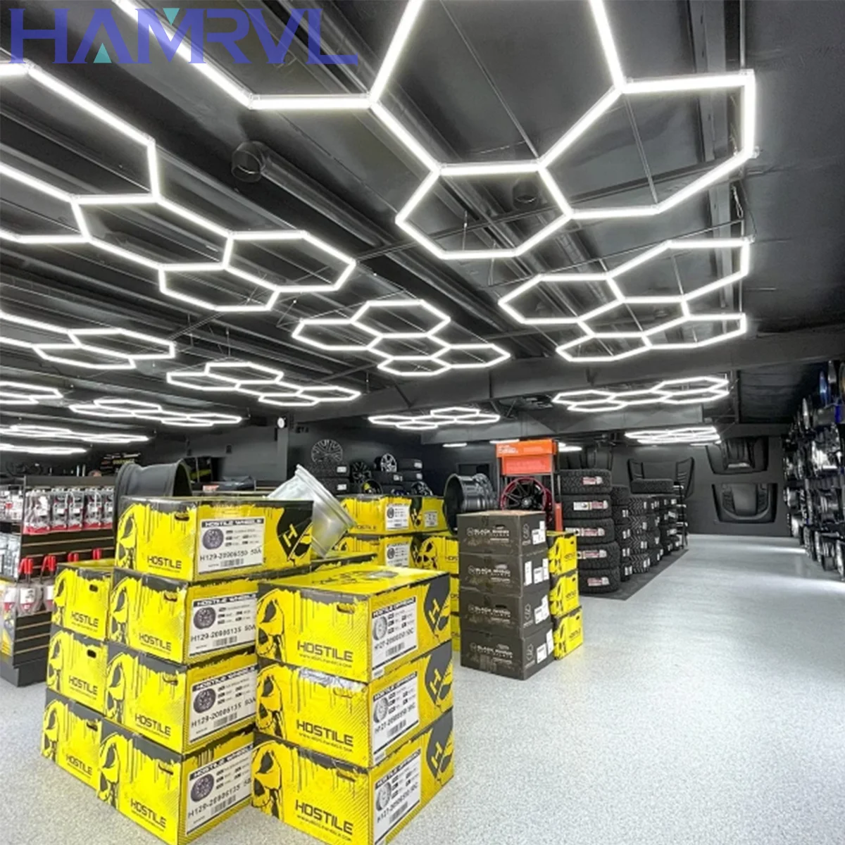 Auto parts store Hexagon LED Ceiling lighting for Car Garage Details Light Gym Barbershop Mall 4S Workshop Honeycomb Tube lamp