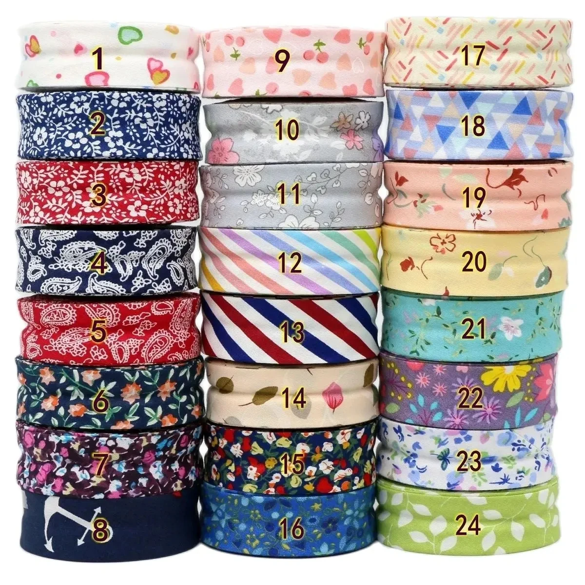 Cotton Bias Binding Tape for Sewing , 1“ (25mm) Wide Baby Clothing Wrapping cloth strip