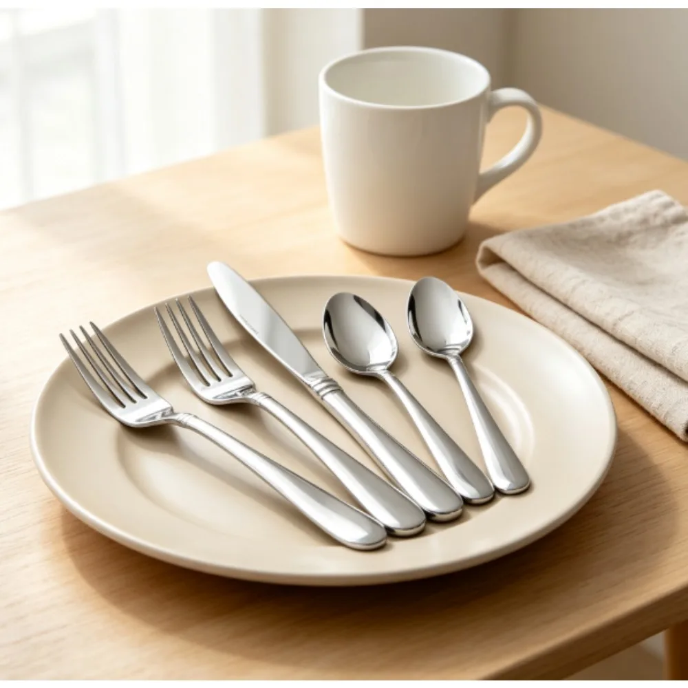 Mainstays Camfield 20-piece stainless steel cutlery set, serving 4