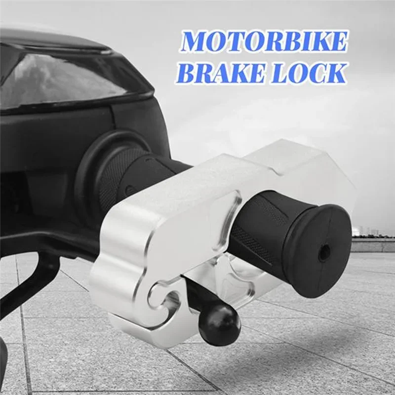 Silver Handlebar Lever Brake Lock Motorcycle For Bike Scooter Moped ATV Motorbike Throttle Grip Lock