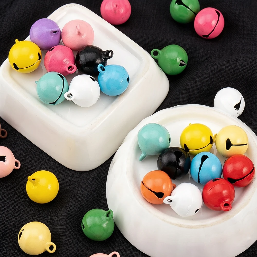 10pcs Iron Colorful Bell Pendant Round Bell Bead Keychain DIY Jewelry Accessory