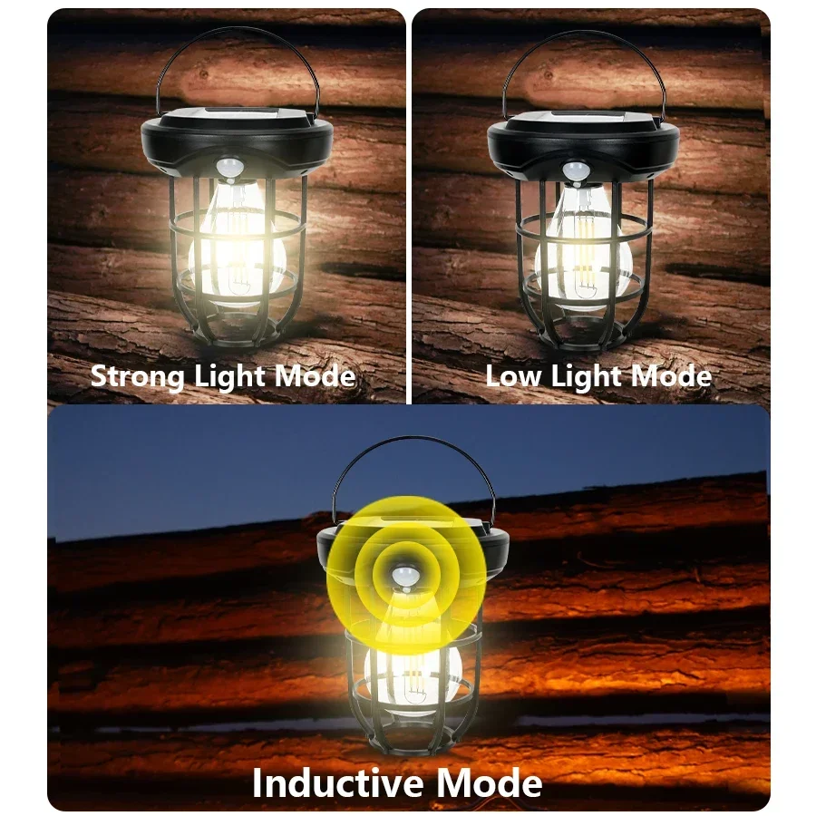 LED Camping Lamp Retro Hanging Lamp Portable Stepless Dimming Camping Light Waterproof Rechargeable Outdoor Light Lantern