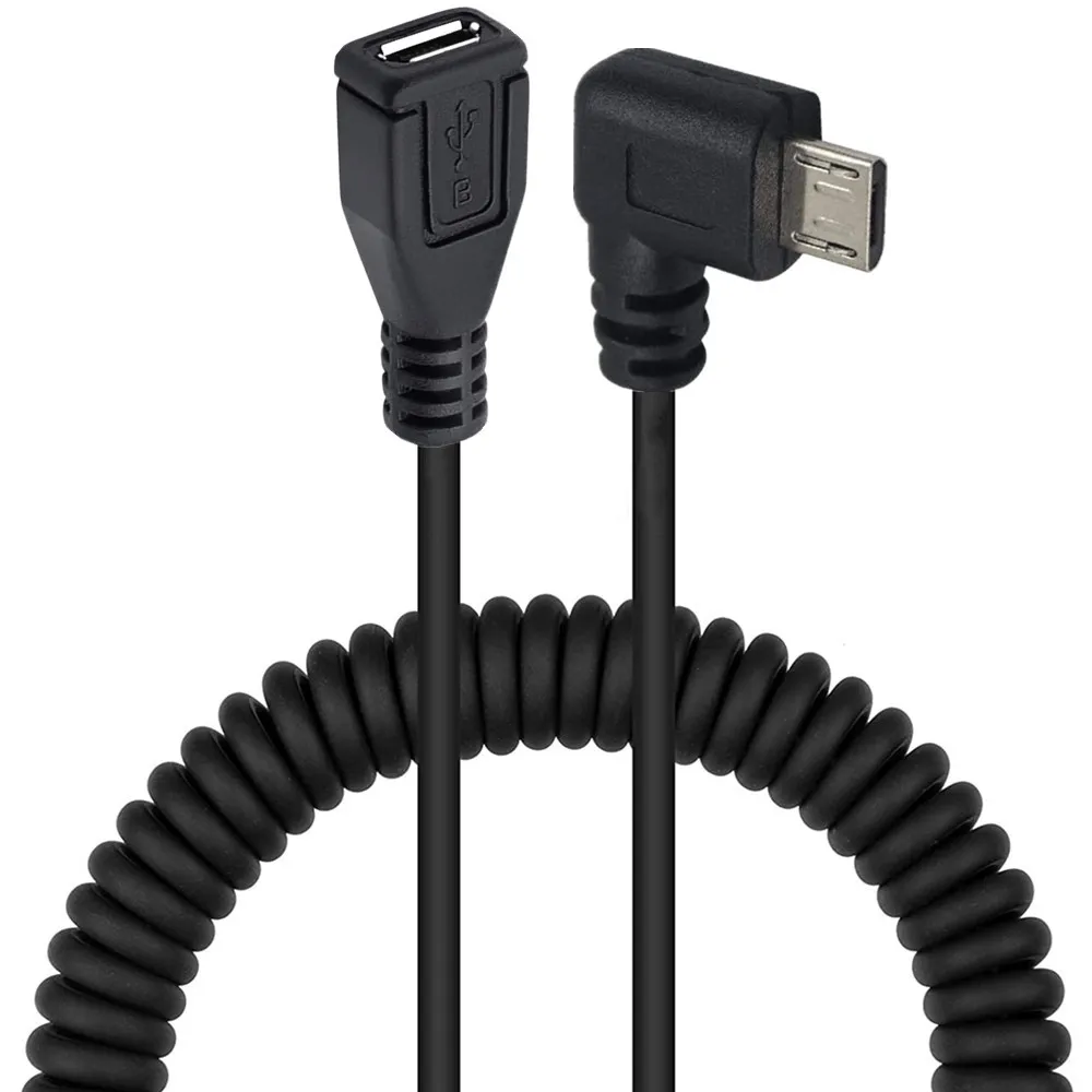 5Ft دوامة ملفوف مايكرو USB B 5Pin 5P ذكر إلى أنثى تمديد كابل #6