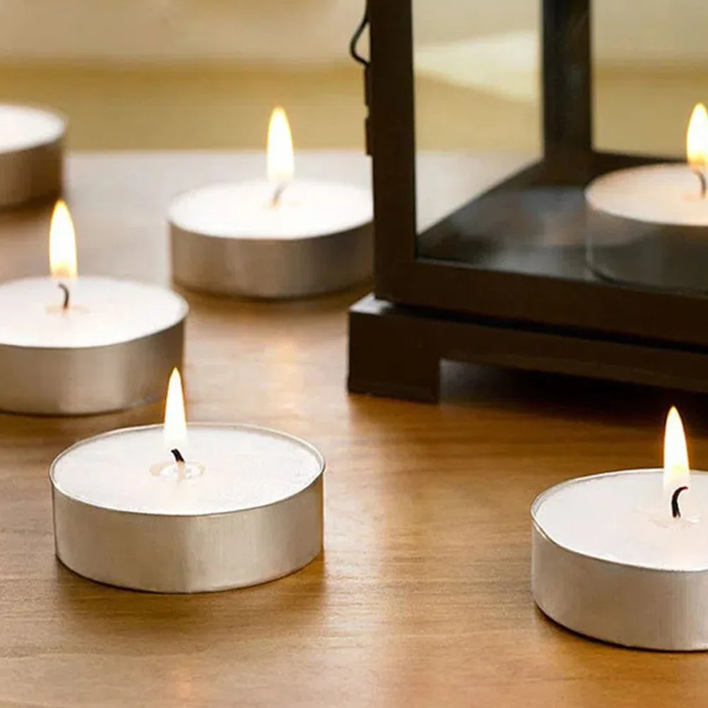 50 Pcs Round Scented Home Candles Accessory White Tealight Small Household Posing for Wedding Paraffin Mini Travel