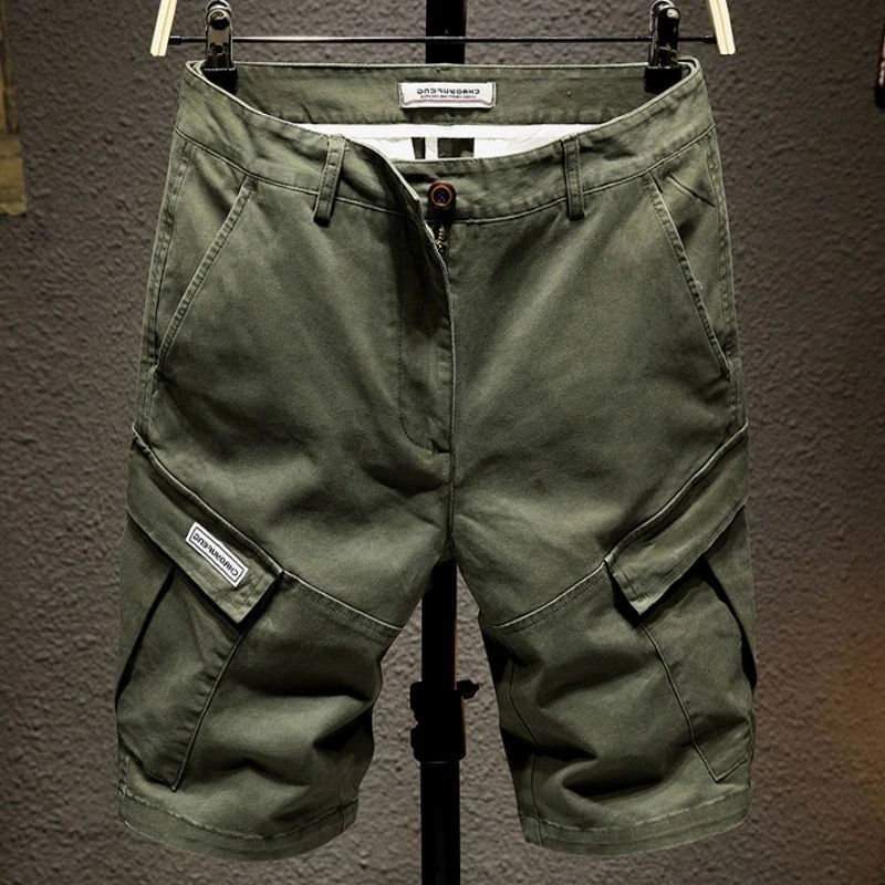 Men\'s Cargo Shorts Wide With Zipper Khaki Male Short Pants Loose Baggy Casual Y2k Vintage 2024 Fashion Clothing Wholesale