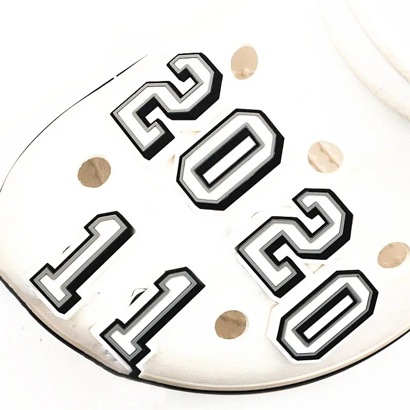 1 Piece Charms Decorations Numbers 0 To 9 Shoe Accessories Black White Pvc Ornament Pins Friend's Holiday Party Gift image 3