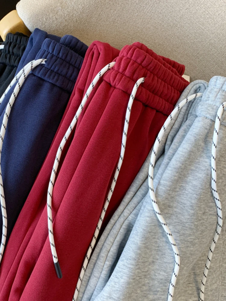 New Women High Waisted Straight Leg Loose Sports Wide Leg Pants Winter Korean Fashion Casual Loose Women's Thick Sports Pants