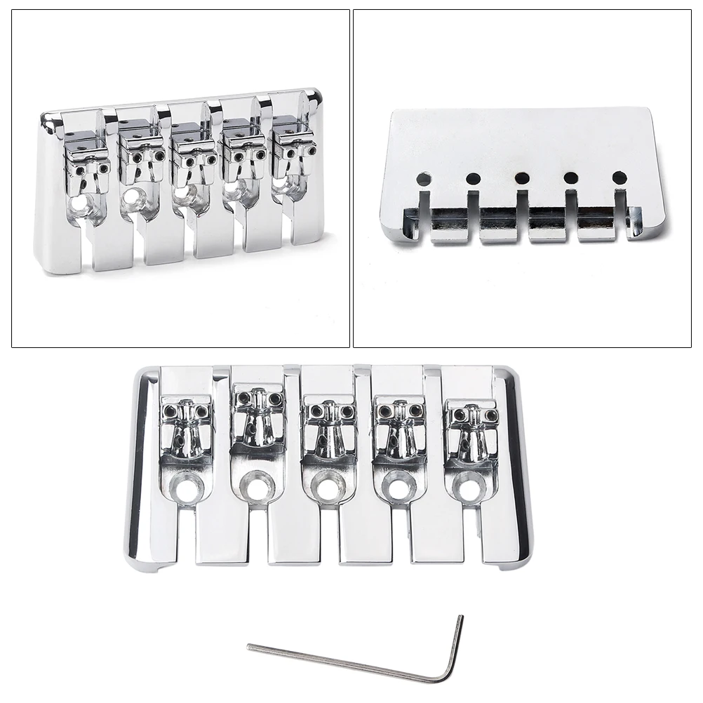 

1 set Bass Bridge for 5 String Ukulele Guitar Replacement Saddle Strain Plate Metal Bridge Vintage Style Easy Install Accessory