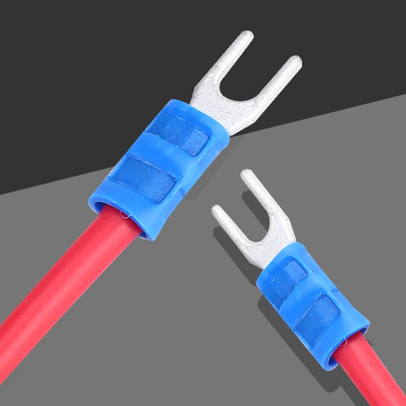 

50Pcs PVC Insulated Fork Spade terminal block Cable Lug For Wire SV1.25/2/3.5-4/5/6/8 U-Type crimp terminal kit Wire Connectors