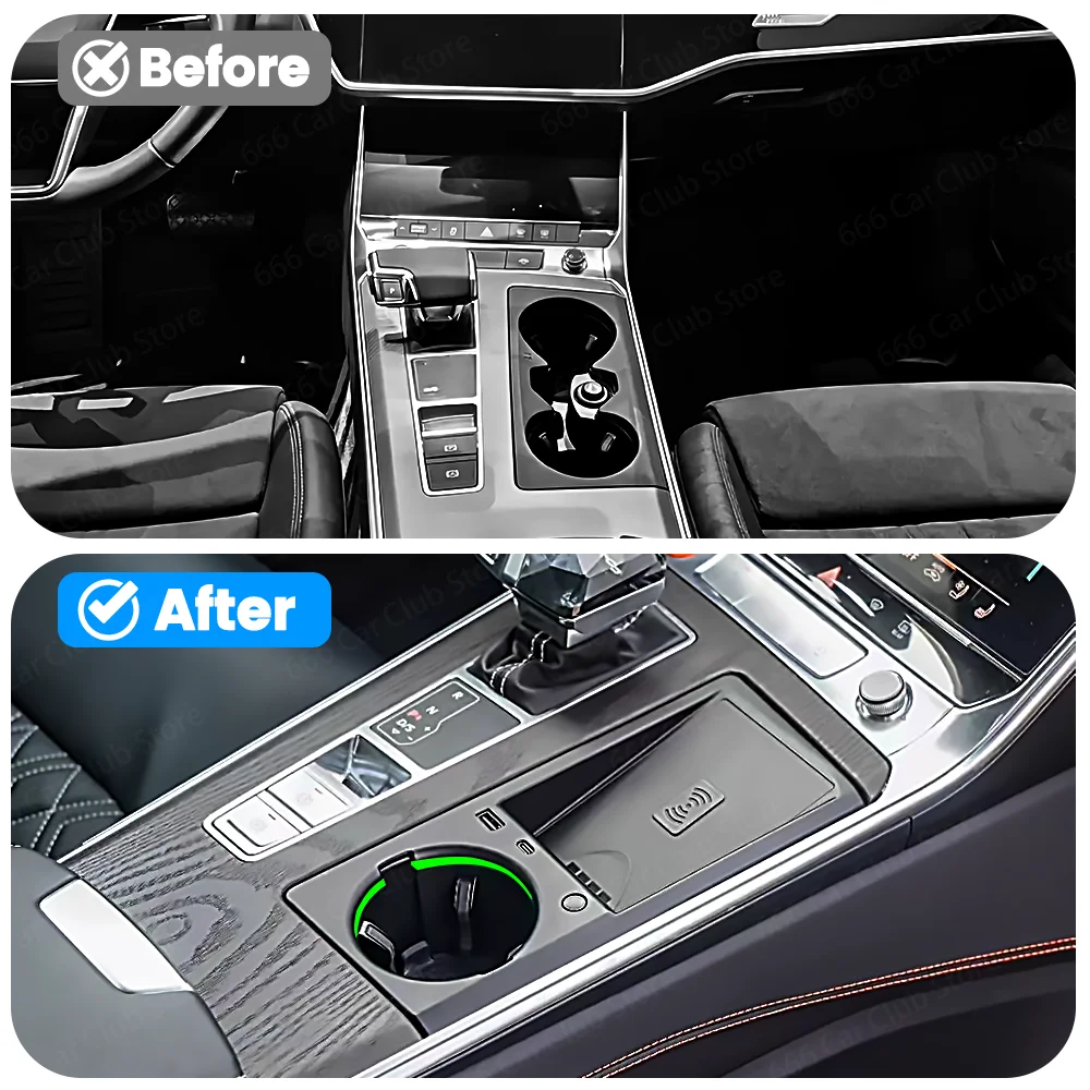 Original 30 color ambient light cup holder light for Audi A6 A7 C8 Wireless Charging Cup Light