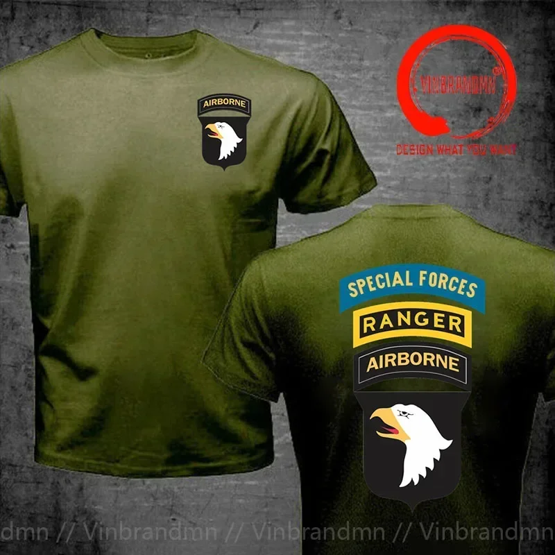 New Summer Fashion T-shirt 101st Airborne Veteran Special Force Print T Shirt Men Male Hip Hop Tee Streetwear Army Green T-Shirt