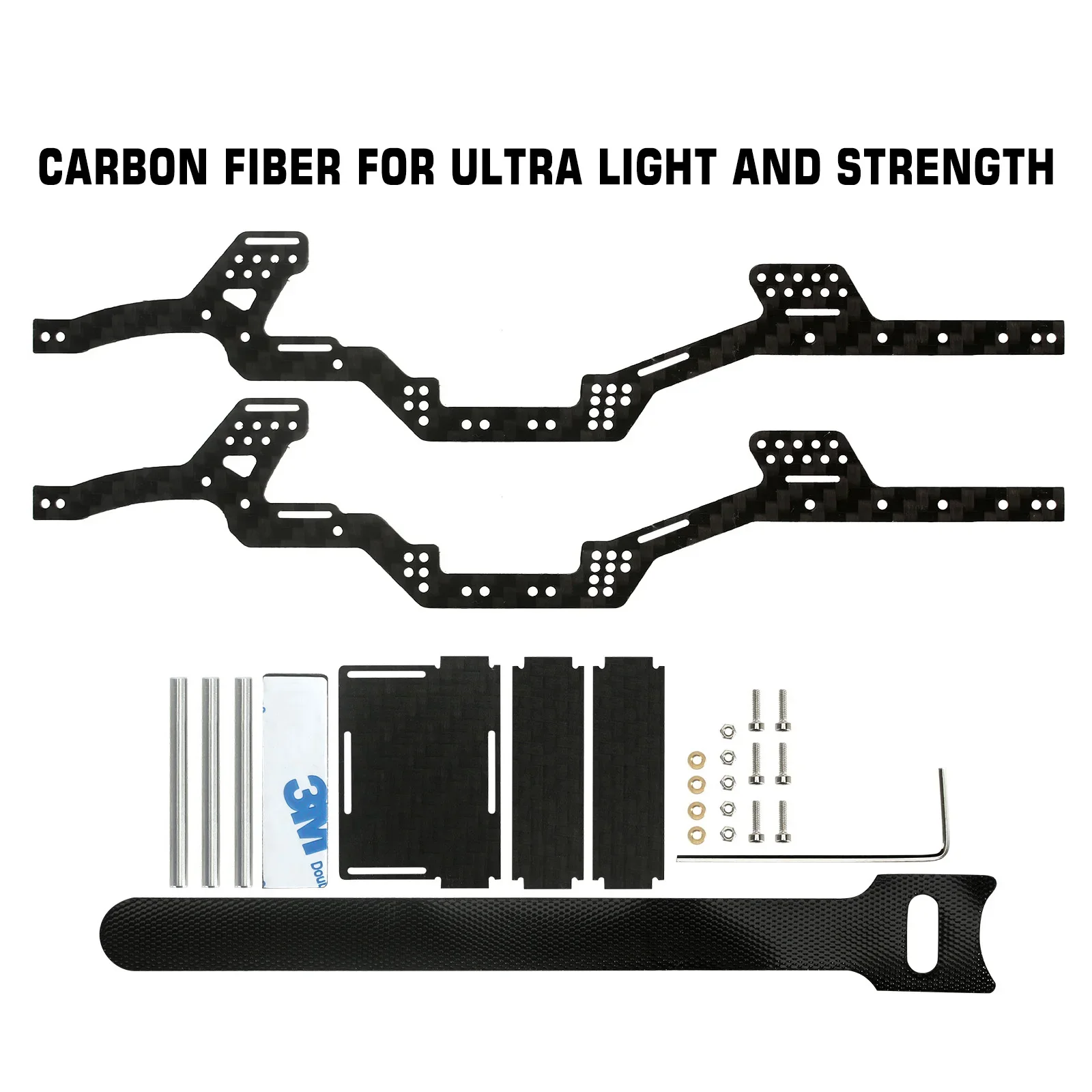 Injora lcg kit quadro de fibra carbono chassis viga para 1/24 rc esteira rolante axial scx24 deadbolt jlu c10 bronco parte atualização