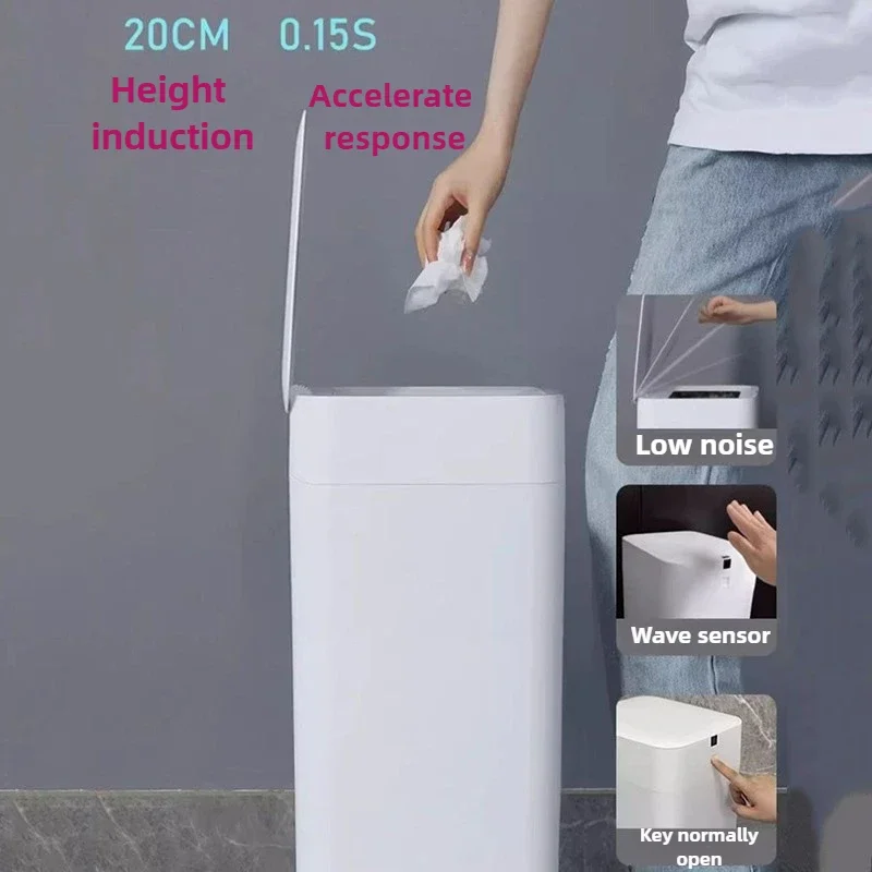 

30L Smart Trash Can Automatic Packing Wastebasket Large Capacity Food Waste Disposal Induction Type Home Cleaning Organizer