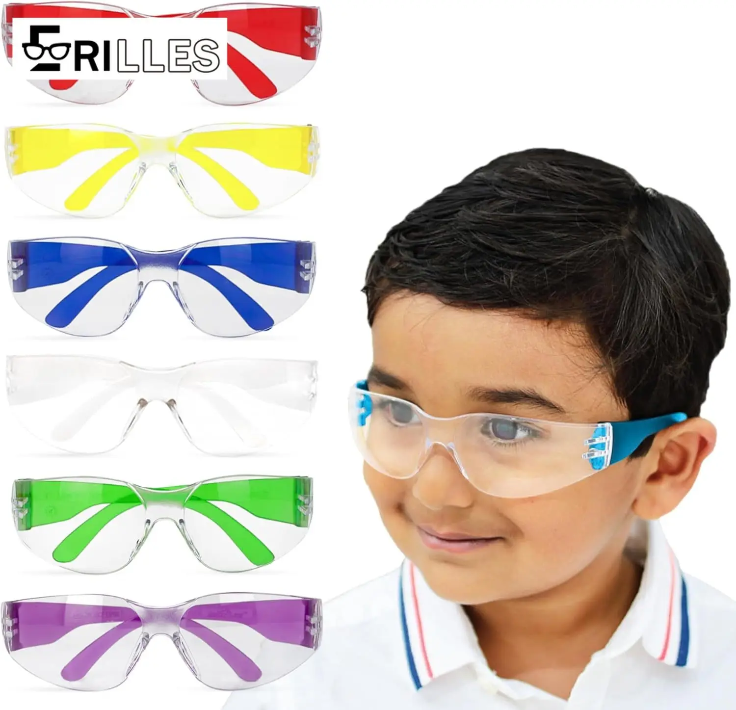 Kids Safety Goggles, Anti-Splash & Dustproof Protective Glasses, Colorful Frame for Toy Water Guns, Lab Use, Outdoor Play