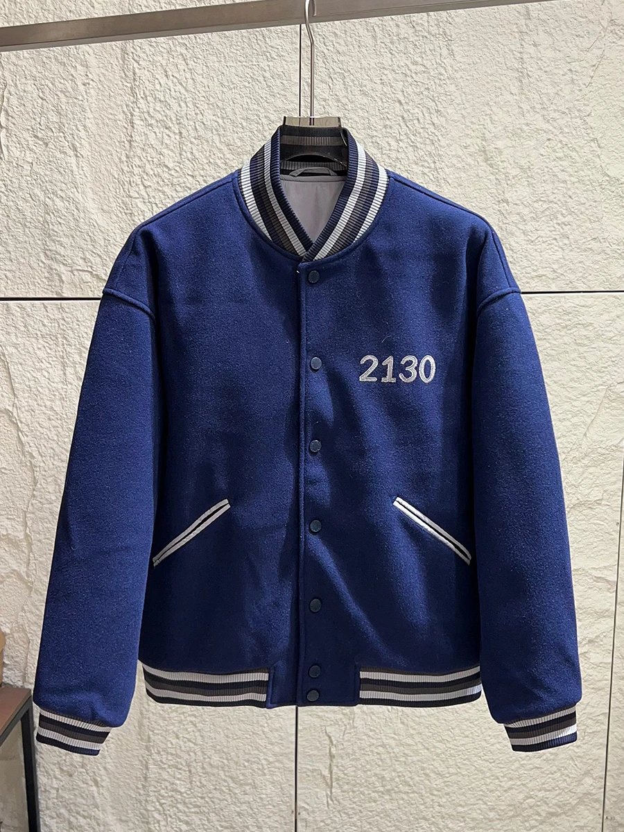 

American Retro Embroidered Thickened Cotton Jacket Baseball Style Youth Fashion Warm Long Sleeve Standard Fit Button Closure