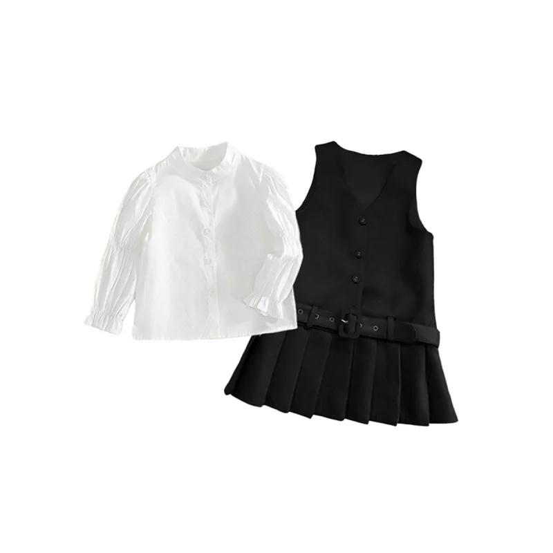 

Girls' College Style Outfit Spring and Autumn Toddler Baby Garden Uniform Dress Two-Piece Set