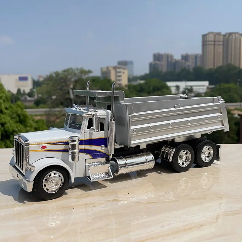 Camión Volquete de Aleación 1:32 con Plataforma Plana, Remolque Sedán de Doble Piso, Camión de Transporte Pesado Fundido a Presión, Modelo de Vehículo, Regalo