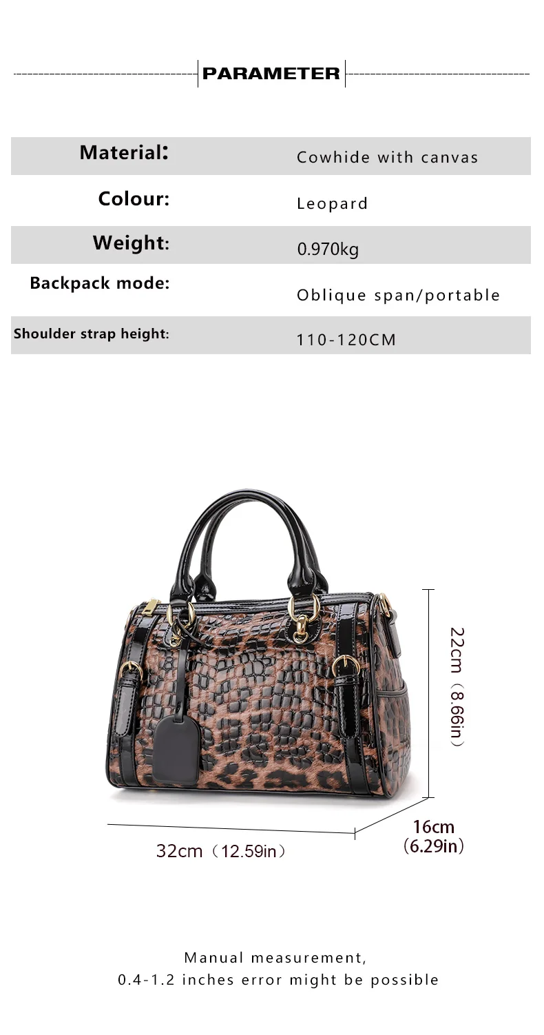 Echte Leder-Damentasche mit Leopardenmuster 2026 Neuer Stil, Strukturierte Rindsleder-Handtasche, Große Kapazität Schulter- & Umhängetasche – Detail 4