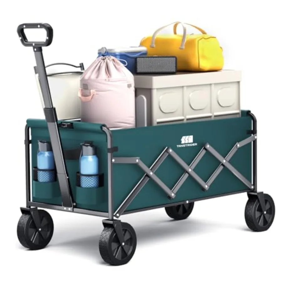 

Складная тележка-вагончик с колесами, усиленная, грузоподъемность 180 фунтов, легкая, для города, кемпинга, покупок, сада, пляжа, спорта